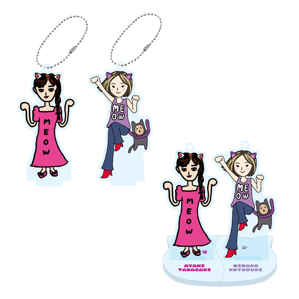 招き猫と巫女さんの熊手風タペストリーとチシャ猫のキーホルダーなど 手描き招き猫キーホルダーセット – ミュージックレインモール
